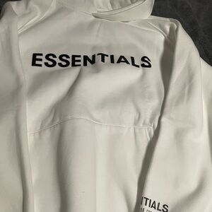 Essentials Cream Hoodie with Black Logo